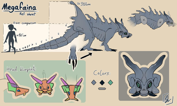 A creature reference sheet for my comic